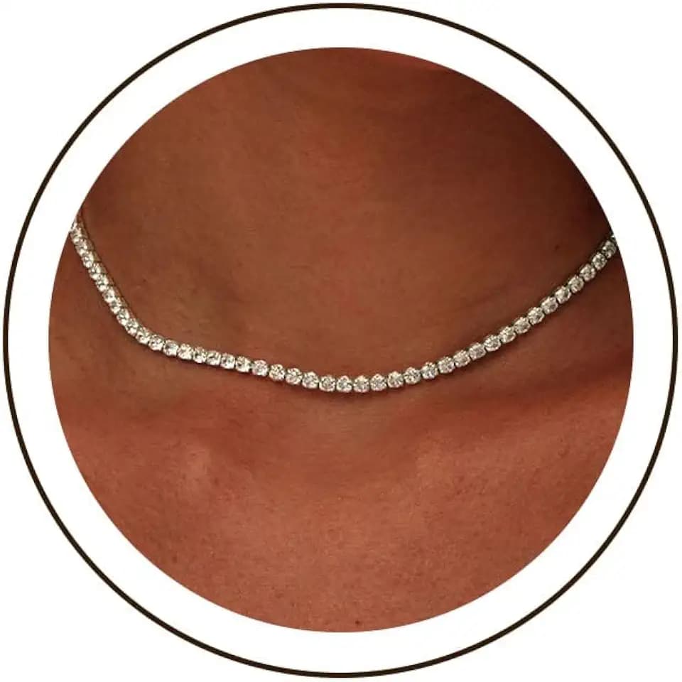 Luxval Tennis Necklace 14K Gold Plated Rhinestone Butterfly Choker Necklaces for women Dainty Zirconia Cut Faux Diamond chain 3mm
