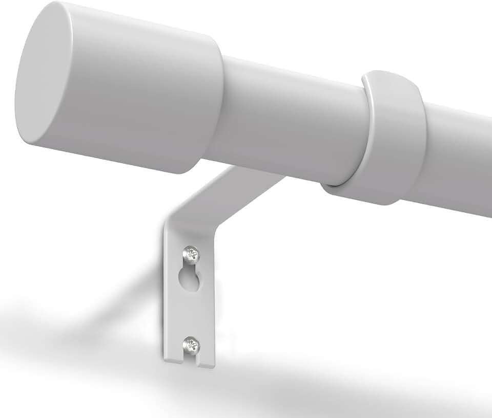 Gardinenstange Weiß 76-305 cm Vorhangstange Verstellbar 19 mm Durchmesser für Schlafzimmer, Wohnzimmer oder Küche von GEEBOBO