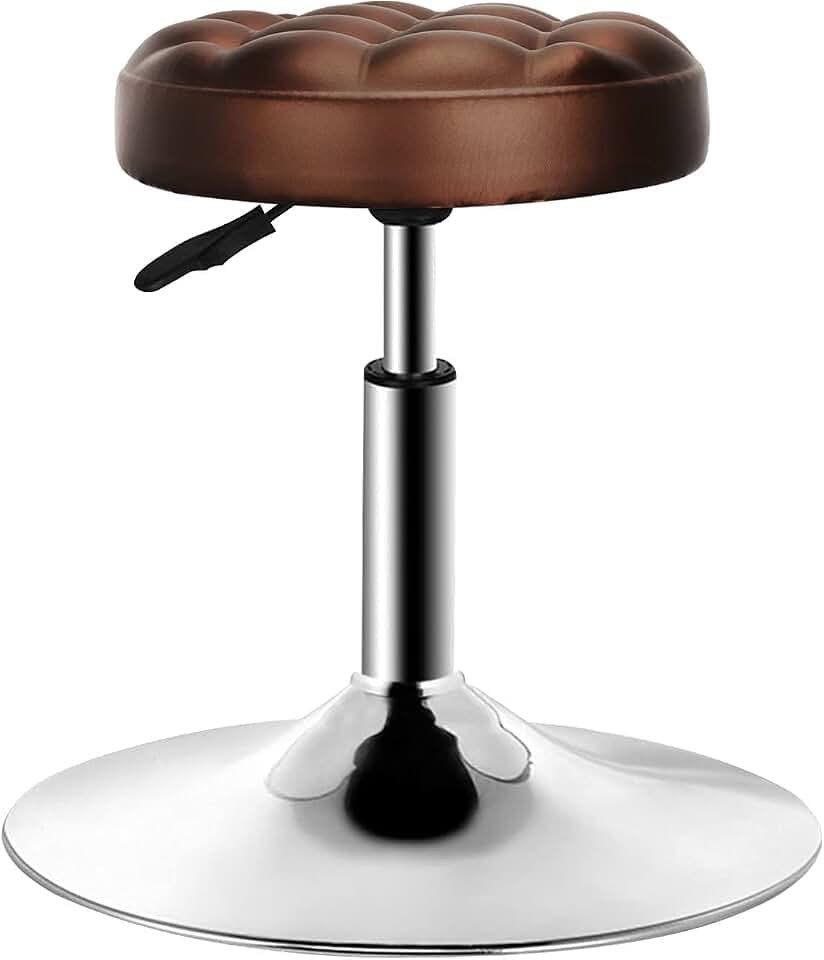QiCheng & LYS Drehhocker aus PU-Leder, Verstellbarer Hocker, 40 – 53 cm, Arbeitshocker, Massagestuhl, weich, geeignet für Büro, Bar, Malerei (Braun)