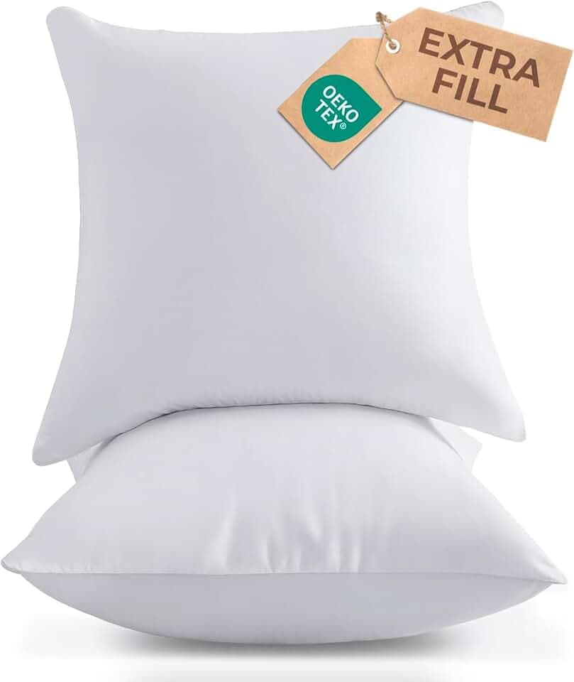 16x16 Pillow Inserts, Throw Pillows for Bed, Sofa & Couch - Set of 2, White