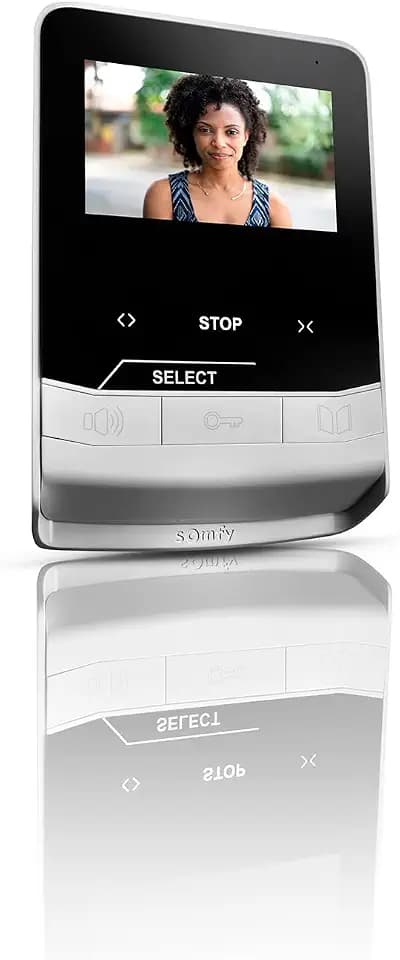 Somfy 1870536 – Videotelefon-Monitor V100+, Live-Übertragung, Sprachfunktion, Steuerung bis 5 RTS-Geräten, Display 4,3 Zoll