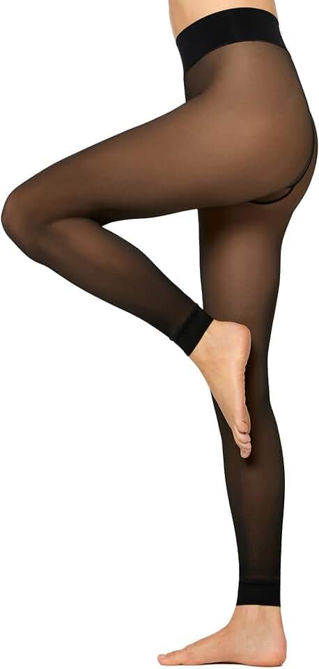 Nur Die Warm & Transparent Leggings 80 DEN strapazierfähig transparente Matte Optik beige durchscheinend warm weich Komfortbund Winter Herbst Damen