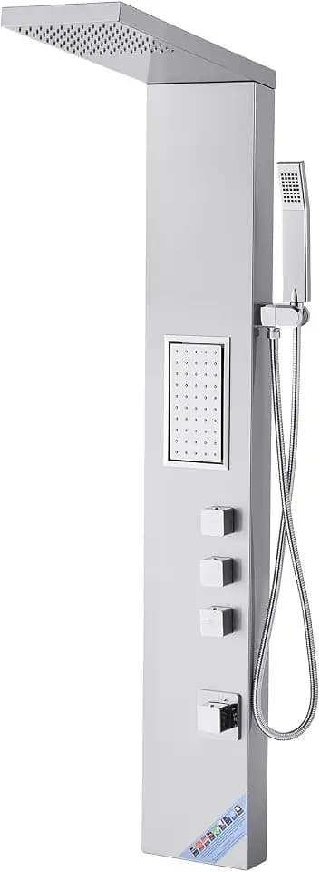 VEVOR Duschpaneel-Turmsystem (3 in 1) mit Regenwasserfall-Duschkopf, (1345 mm) Duschsäule aus gebürstetem Edelstahl, Regenmassagesystem zur Wandmontage, mit Handbrause & großem Körperstrahl