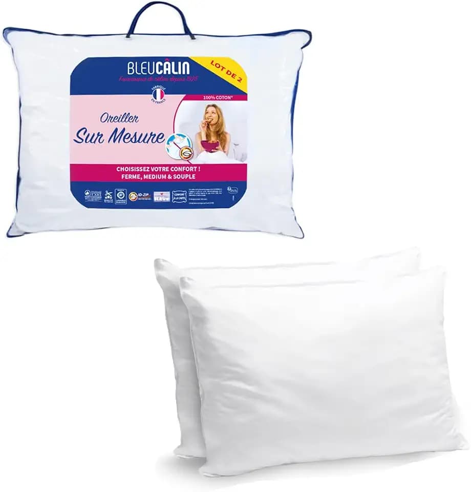 Bleu Calin Set aus 2 Kopfkissen rechteckige mit individueller Füllmengenregulation, 50x70 cm, Weiß