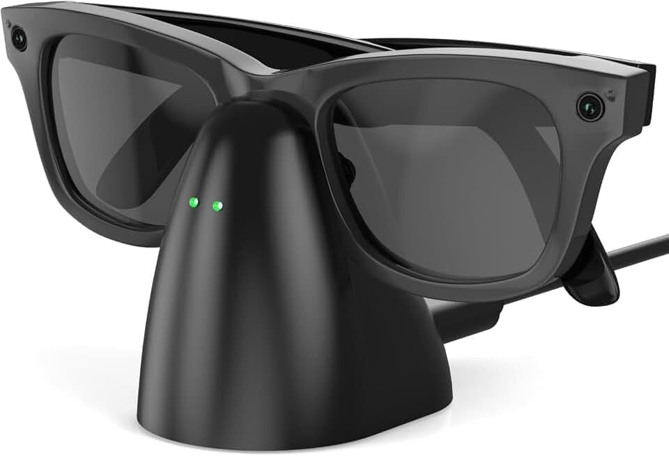 Charger Stand Compatible with RayBan Meta Smart Glasses, Portable Charging Dock for Wayfarer, Headliner & Skyler Gen 1 with 59" USB-C Cable (Not for Oakley HSTN & Display)