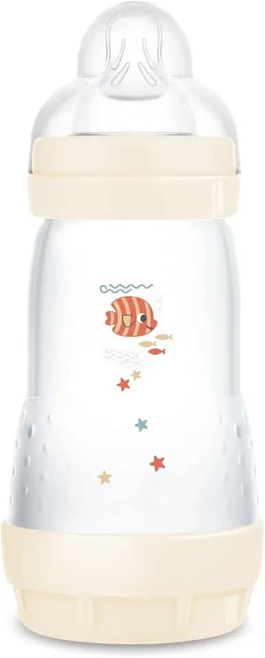 MAM Easy Start Babyflasche 260 ml, Anti-Kolik-Flasche für gemischtes Stillen, reduziert Luftblasen und das Risiko von Koliken, Babyzubehör 2+ Monate, selbststerilisierend und mit Sauger Größe 2