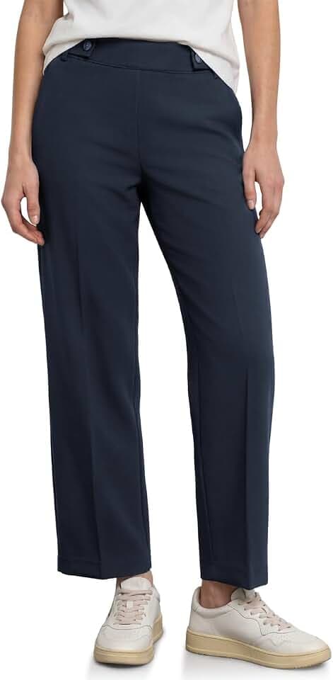 Street One Damen Wide Leg Hose mit Knopfdetail 3817916