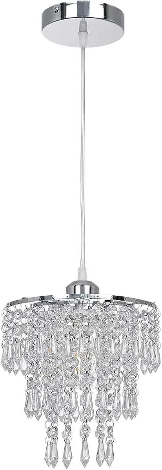 FRIXCHUR Chrome Mini Crystal Chandelier, Pendant Light E26 Base 7.9 in