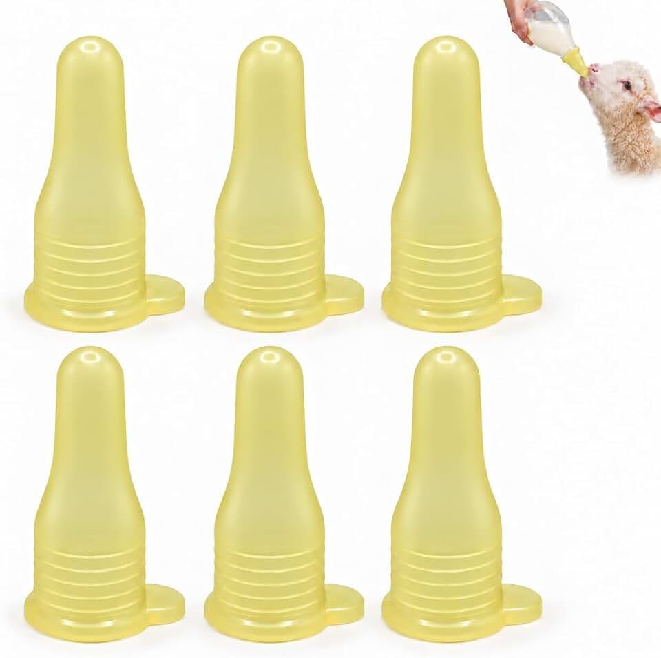 6-Pack Goat Bottle Nipples & Lamb Nipples, Thicker Yellow Silicone