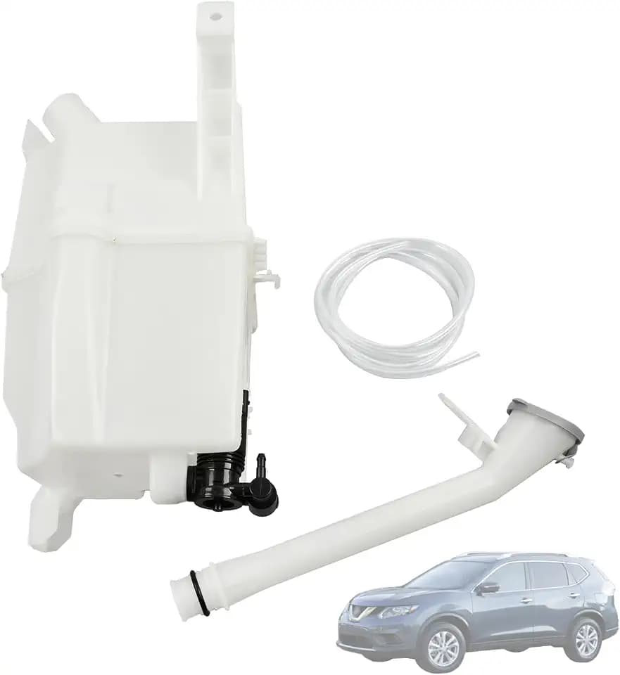 Windshield Washer Fluid Reservoir Tank Assembly Fit for Nissan Rogue 2014 2015 2016 w/(Pump/Filler Neck Inlet/Fluid Level Sensor Hole/Pipe Hose/Motor/Cap) 289104BA0A 28910-4BA0A NI1288167