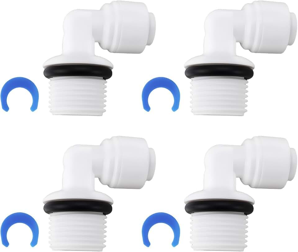4x 90° Quick Connect Winkelstück 1/4" - 3/8" AG mit O-Ring für 6,5 Mm Schlauch Umkehrosmose Wasserfilter