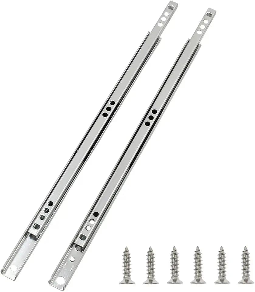 Yoohey 6 Pairs Metal 12 Inch Drawer Slides, Ball Bearing Two Way Slide Track Rail 0.7 Inch Wide