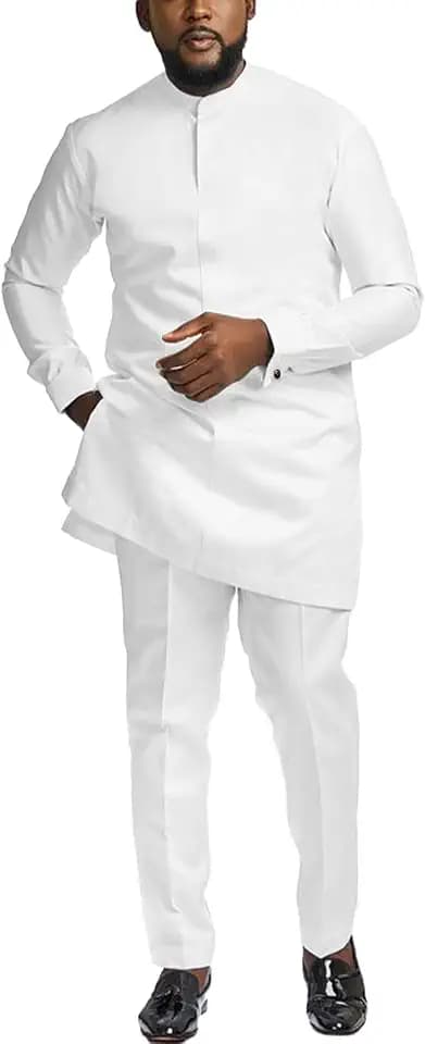 Men African Senator Suit, Dashiki Outfit Wedding Attire Clothes