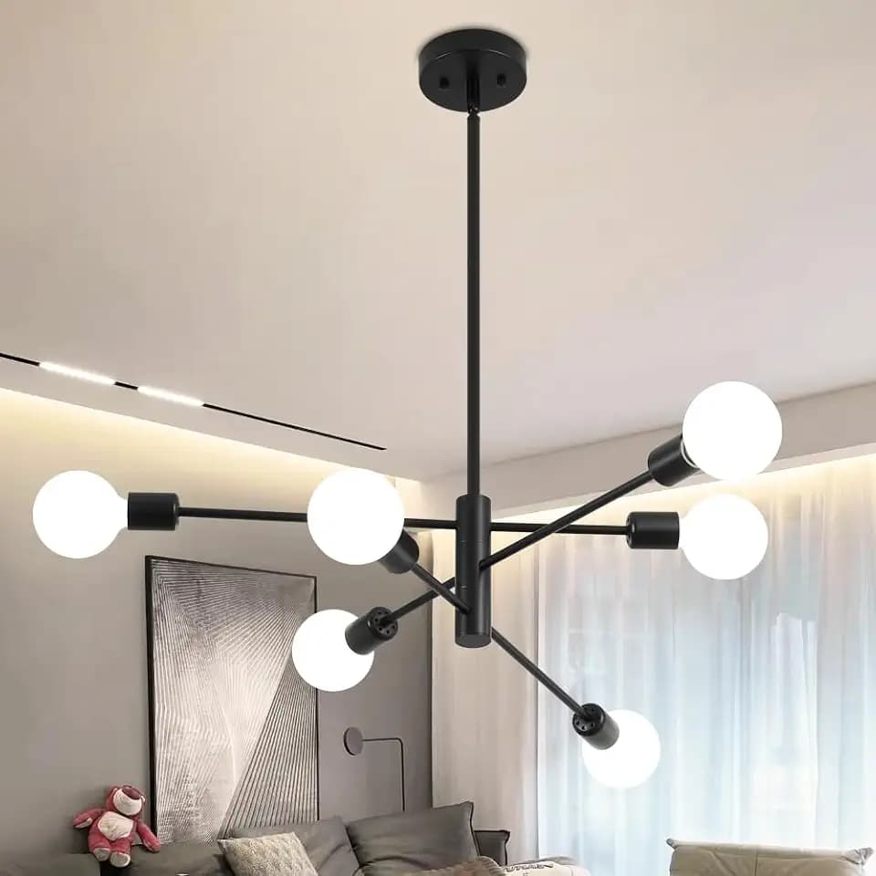 Chandeliers for Dining Room Black 6-Light Modern Kitchen Light Fixture