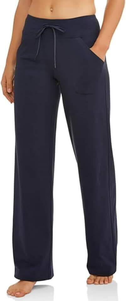 Athletic Works Women's Relaxed Fit Dri-More Core Cotton Blend Yoga Pants, Black, M
