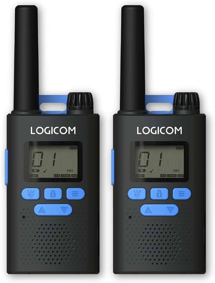 Logicom – Essential – Walkie-Talkie – PMR446 – lizenzfrei – bis zu 10 km Reichweite – 20 Std. Akkulaufzeit – LCD-Display – USB-C – Taschenlampe – VOX-Freisprechfunktion – 16 Kanäle – 1000 mAh Akku – 2