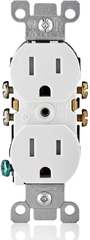 Leviton 15 Amp 125 Volt Tamper Resistant Duplex Receptacle, 10 Pack, T5320-WMP, White