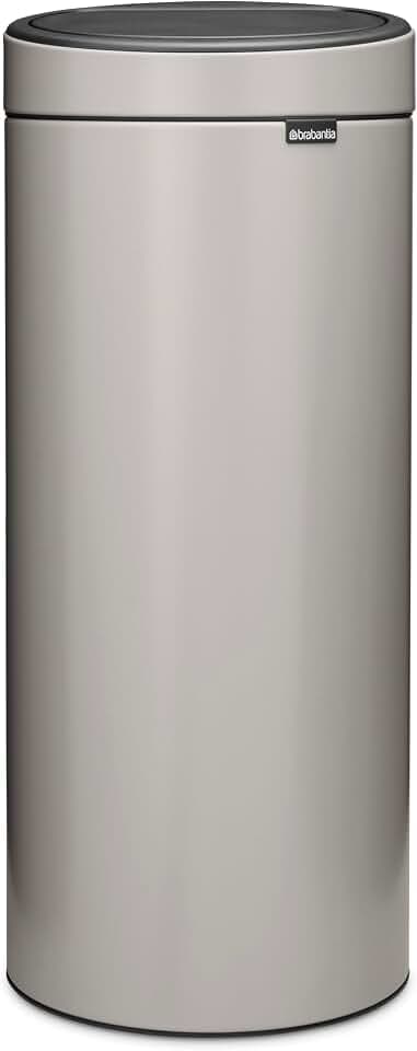 Brabantia 30 l Touch Bin New (Soft Grey), Abfalleimer mit abnehmbarem Deckel und Soft-Touch-Öffnungssystem, Mülleimer aus 37% recyceltem Material + passende Müllbeutel