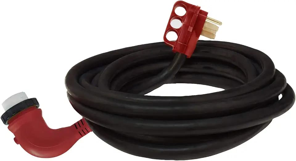 Valterra Mighty Cord® RV 50-Amp 90-Degree Detachable Power Cord, 25-Foot Cord for RV, Red