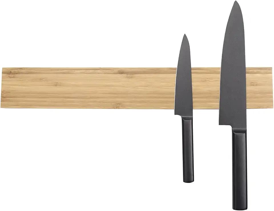 KITCHENDAO Magnetleiste Messer 44 cm, Messerhalter Magnetisch aus Bambus, Messerblock Ohne Messer mit Extra Starkem Magnet für Messer und Utensilien