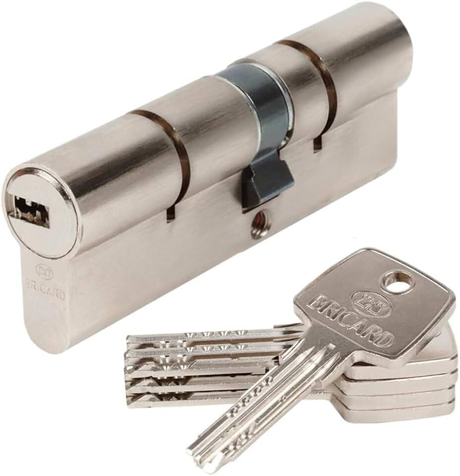 BRICARD 15791 Zylinder Astral 2, 9 Messing vernickelt 10 Kolben, 2 Eingänge 45 + 55, Protektoren gegen den Bohren, und das Lockpicking. Karte Persönliche