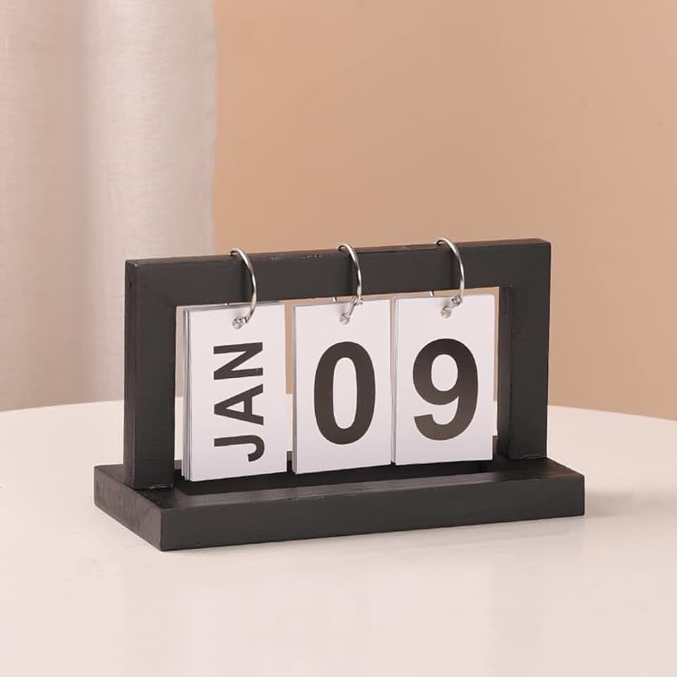 Jauhmui Holz Tischkalender Adventskalender Zubehör Deko für Büro schw