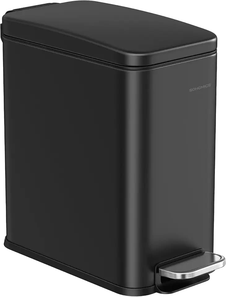 SONGMICS Bathroom Trash Can, 2.6 Gallon Stainless Steel Trash Bin with Lid