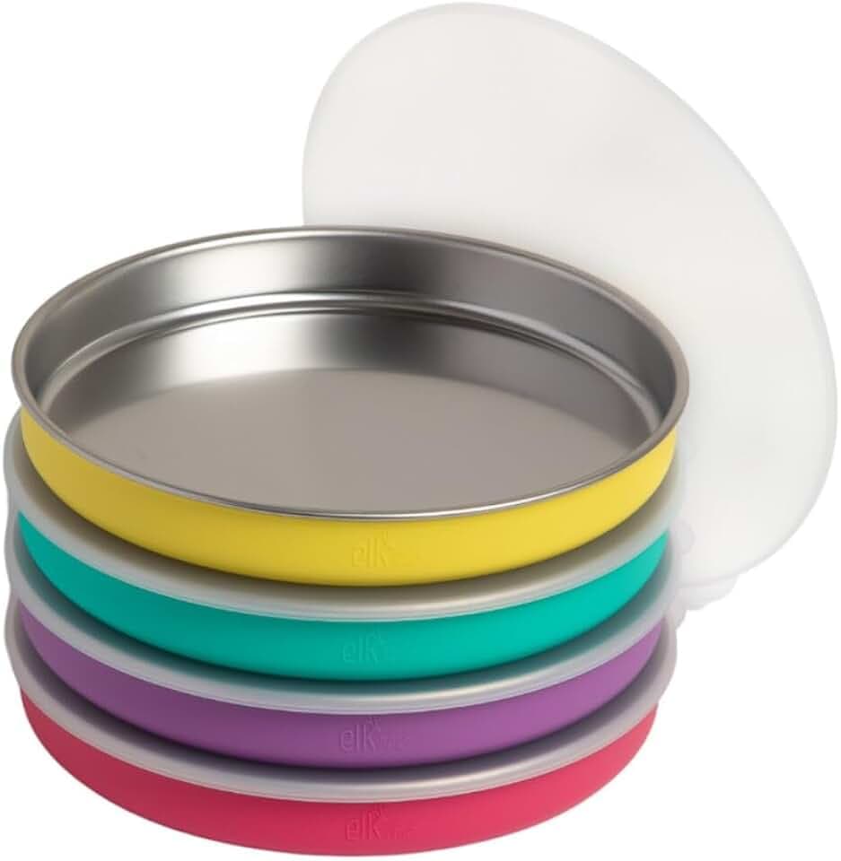 Elk and Friends Kids/Toddler 7.8" Stainless Steel Plates + Lids | 4pk