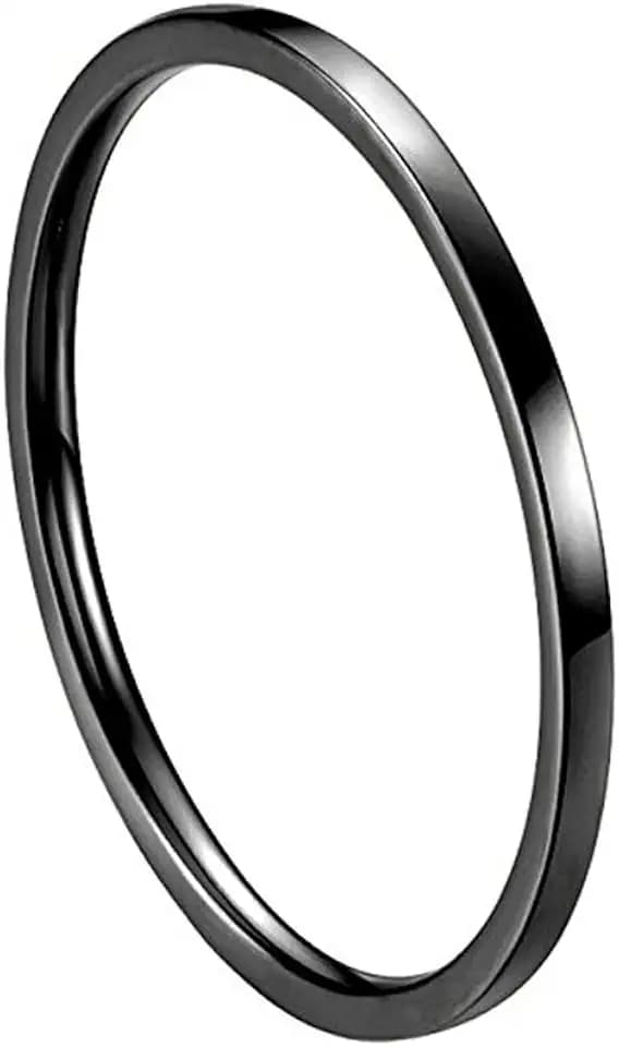 Women's Stainless Steel 1MM Thin Plain Midi Stacking Ring Band Comfort Fit, Size 3 to 10