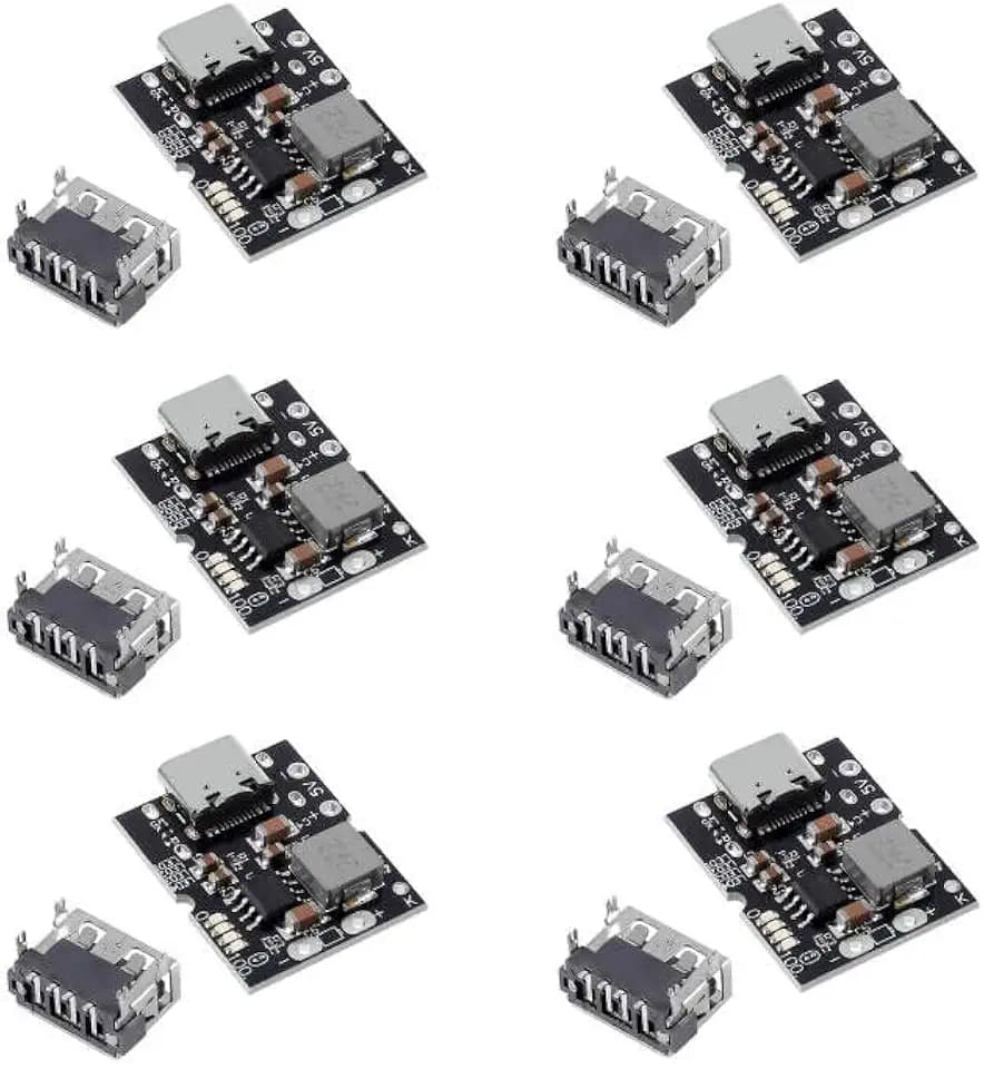 6PCS Type-C USB 5V 2A Boost Converter Step-Up Power Module Lithium Battery Charging Protection Board LED Display USB for DIY Charger