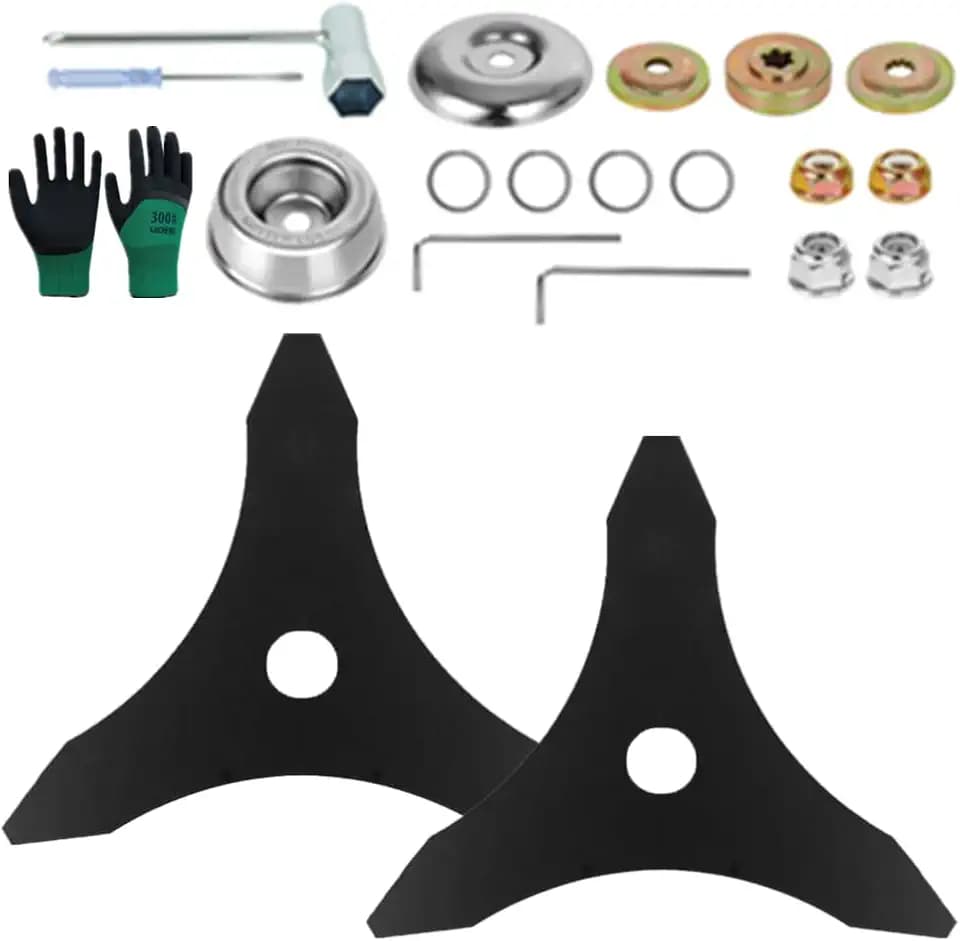 2 Pack 10" x 3T Carbide Tip Brush Cutter WeedEater Blades Kit with 2 Set Universal Adapter Kit and 2 Round Files