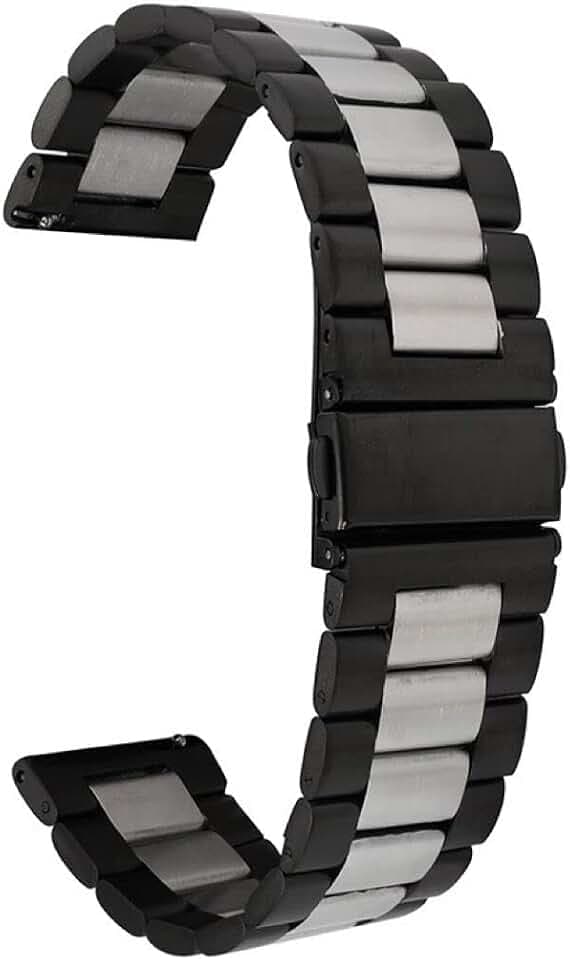 Kompatibel für Amazfit GTS 3/GTS 4/GTS 4 Mini/Bip 3 Pro Armband, Metall Uhrenarmband Edelstahl Ersatzband für Amazfit GTS 2/GTS 2e/GTS 2 Mini/Bip Lite/Bip U Pro/Pop Pro (Silber+Schwarz)
