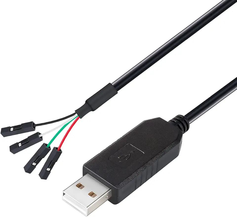DTECH USB to TTL Serial 3.3V Adapter Cable TX RX Signal 4 Pin 0.1 inch Pitch Female Socket PL2303 Prolific Chip Windows 10 8 7 XP Vista (6ft, Black)