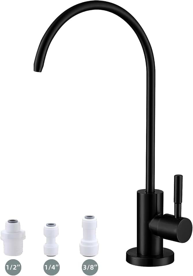 Drinking Water Faucet Matte Black Water Filter Faucet, SUS304 Stainless Steel, Easy to Install Reverse Osmosis Faucet for Kitchen Bar Sink