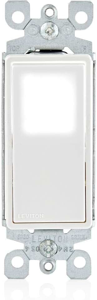 Leviton 15 Amp Decora LED Illuminated Light Wall Switch Single-Pole, L5611-2W, White