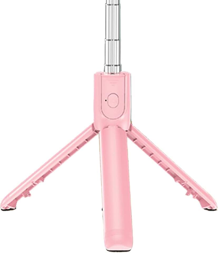 Live-Video-Telefonstativ, Edelstahl-Selfie-Stick, Tragbar, Zusammenklappbar, Selfie-Stab, Live-Video-Selfie-Stick-Stativ mit Fernbedienung (PINK)