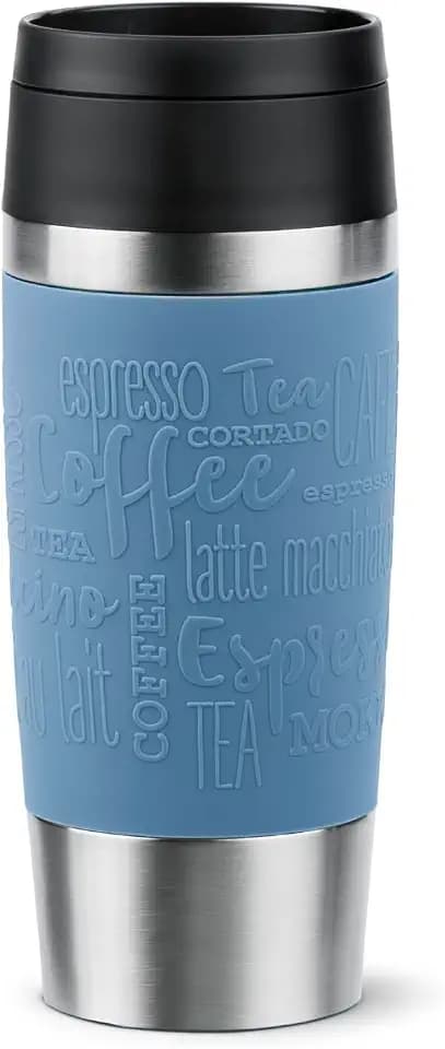 Emsa Travel Mug 360 ml Classic Isolierbecher, Kaffeebecher aus Edelstahl, neuer Komfort-Schraubverschluss, 4h heiß und 8h kalt, 100% dicht, spülmaschinenfest, 360°-Trinköffnung, aquablau, N20211