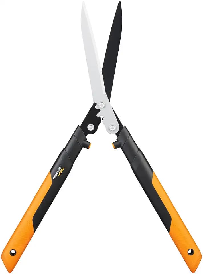 Fiskars PowerGear X Getriebe-Heckenschere, Antihaftbeschichtet, Hochwertige Stahl-Klingen, Länge: 63 cm, Schwarz/Orange, HSX92, 1023631