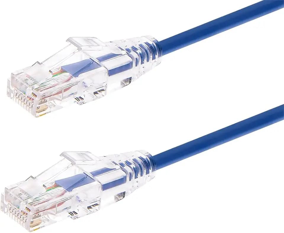 Monoprice Cat6 10ft Blue Component Level Patch Cable UTP 28AWG 550MHz Pure Bare Copper Snagless RJ45 SlimRun Series Ethernet Cable