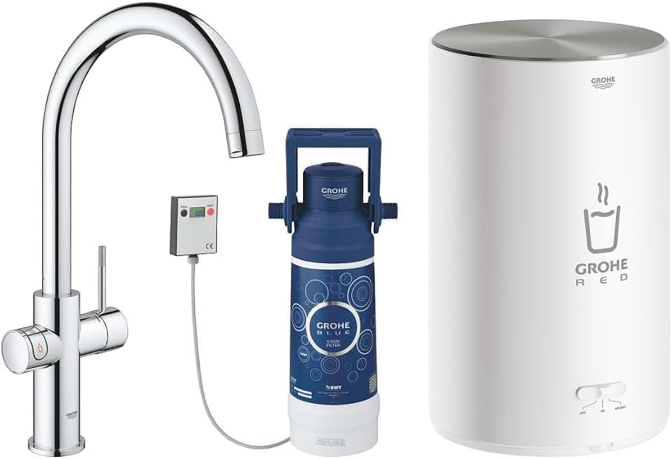 GROHE Red Duo Küchenarmaturen - Armatur und Boiler (Größe M, Einlochmontage) chrom, 30083001