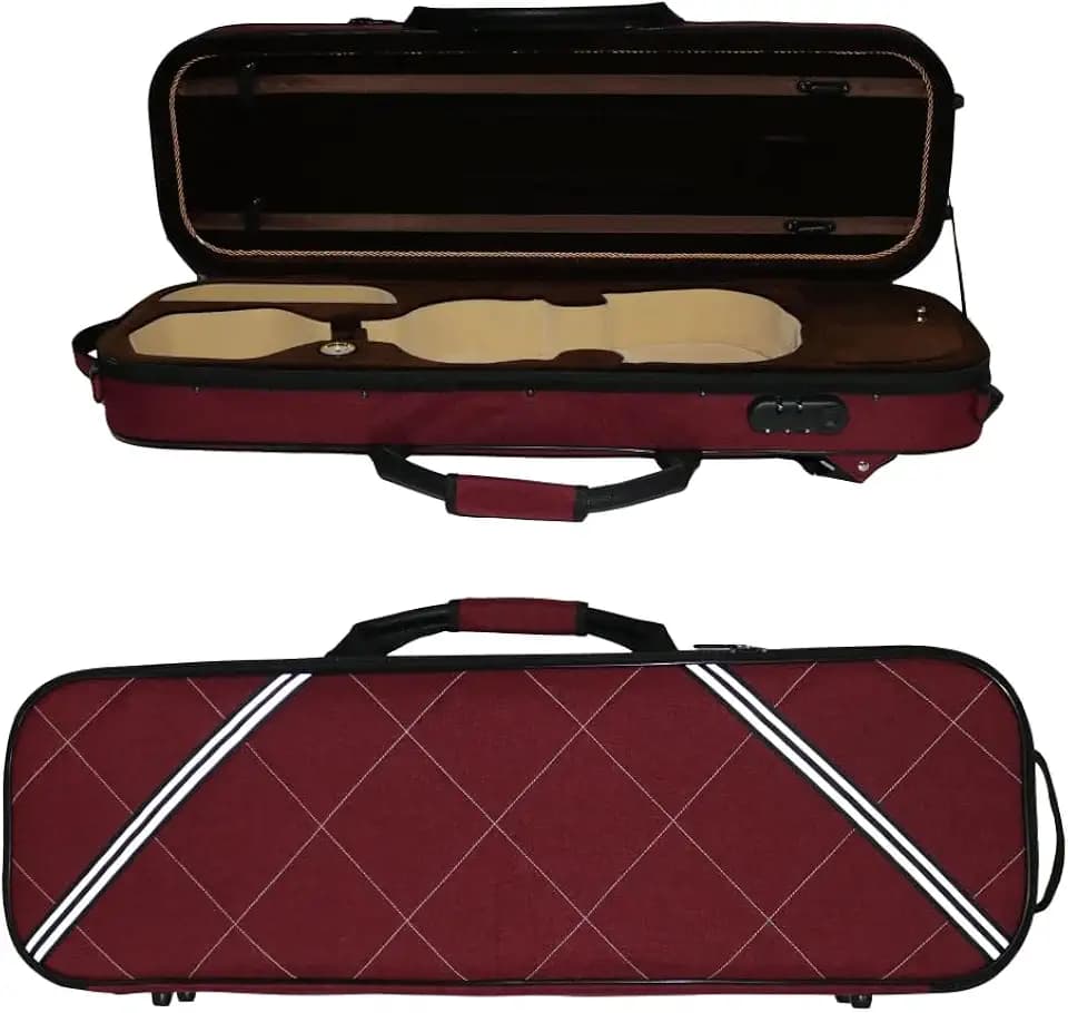 Violin Case 4/4 Full Size Sturdy Oblong Violin Hard Case with Built-in Hygrometer, Super Lightweight Portable Hard-Shell with Carrying Straps Backpack (Red)