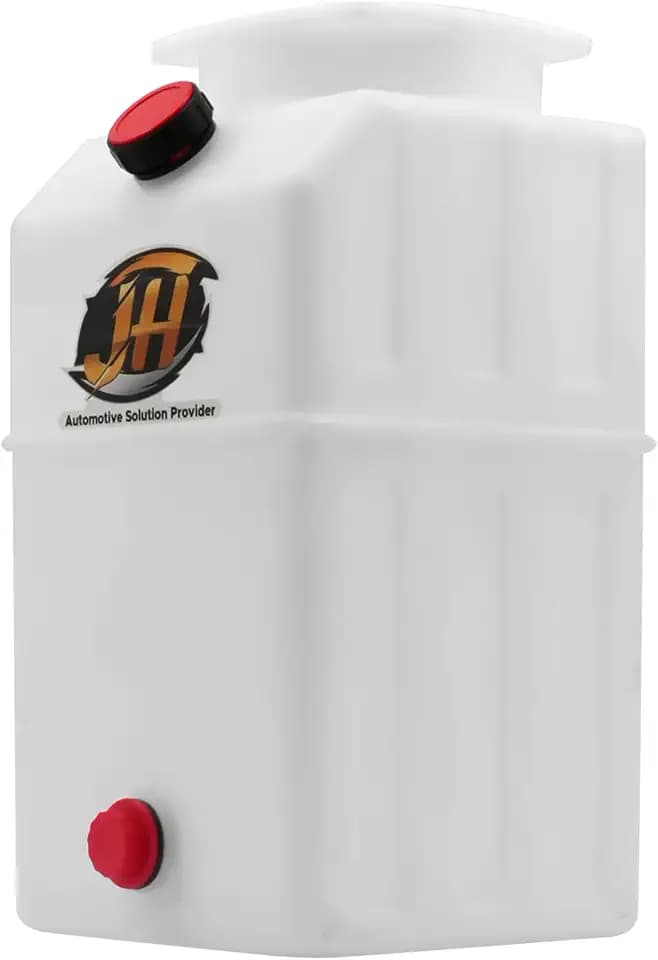 6 Quart Poly Power Unit Reservoir for Hydraulic Systems, Polyethylene Flat Bottom Utility Fluid Tank for Dump Trucks Trailers RVs Boats