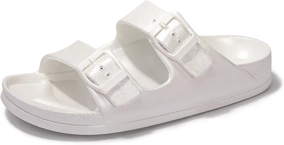 FUNKYMONKEY Women's Comfort Slides Non-Slip Lightweight Flat Beach Sandals