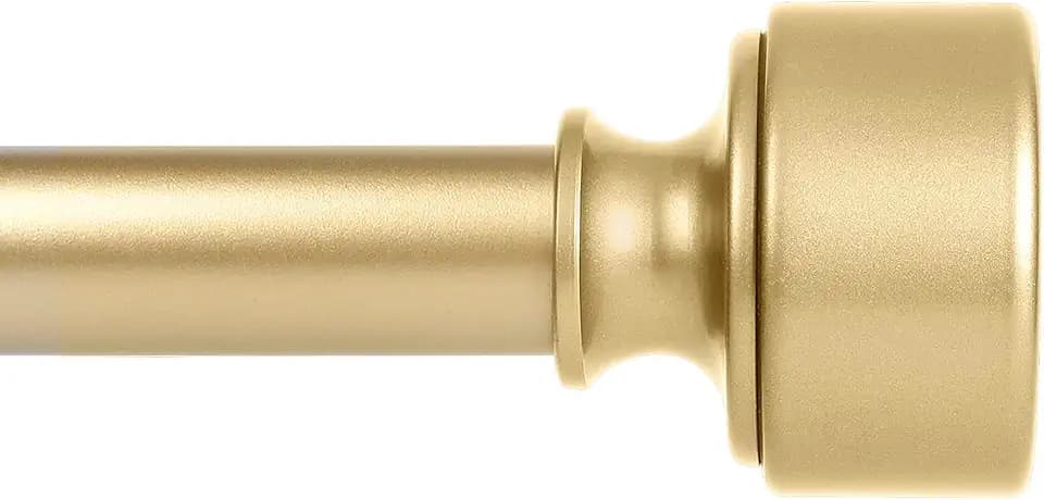 HEI! DEAR Gold Curtain Rods for Windows 48 to 84 Inch, 1" Diameter Heavy Duty Adjustable Curtain Rod, Decorative Telescopic Window Treatment Rods for Bedroom Living Room Kitchen
