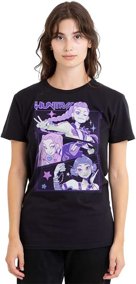 K-Pop Demon Hunters - Anime Huntrix Huntr/X Ladies T-Shirt, Black