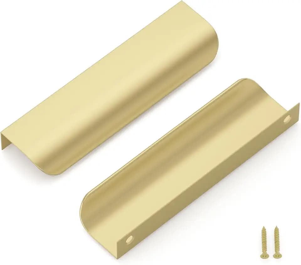 LONTAN 10 Stück Goldene Verdeckte Griffe 128mm aus Aluminium für Küchenschränke, Möbel, Schubladen – Anti-Fingerprint, Einfache Montage, Modernes Design