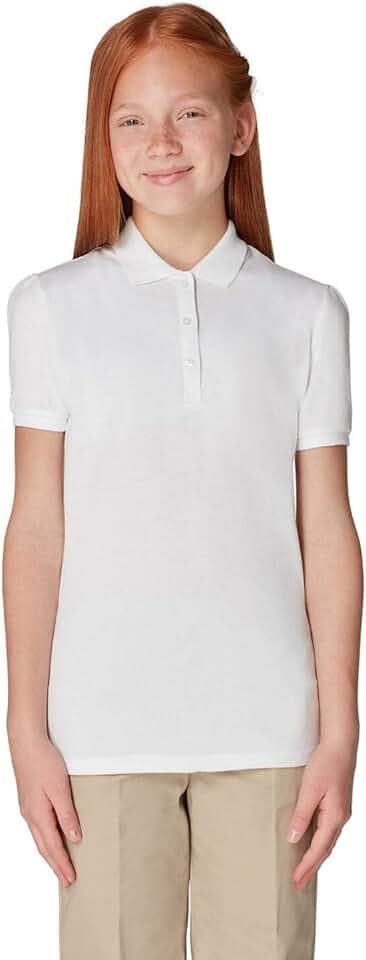 French Toast Girls' Short Sleeve Stretch Pique Polo Shirt