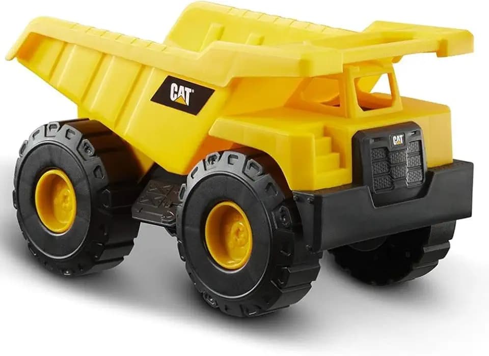 CAT Construction Toys, Construction Fleet 10" Dump Truck Toy - Heavy‑Duty Plastic, Working Tilting Bed & Free‑Rolling Wheels, Indoor/Outdoor Sandbox Truck for Toddlers & Kids Ages 2-6