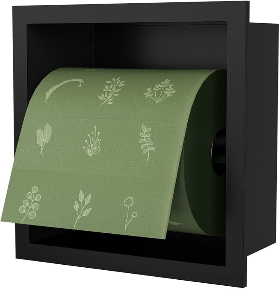 BARONAGE Recessed Toilet Paper Holder 6 Inch, Matte Black