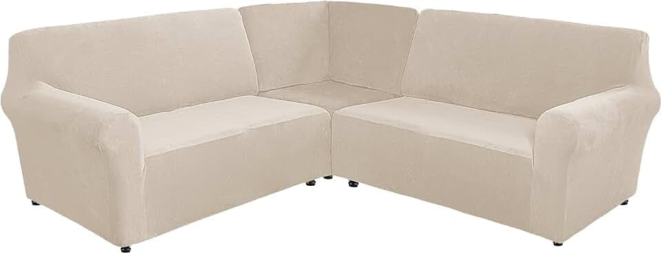 MINGPINHUIUS Sofabezug L Form Stretch Sofabezug aus Samt für 5 Sitzer Ecksofa, Anti Rutsch Sofa Überzug L Form Dicker weicher waschbarer Möbelschutz